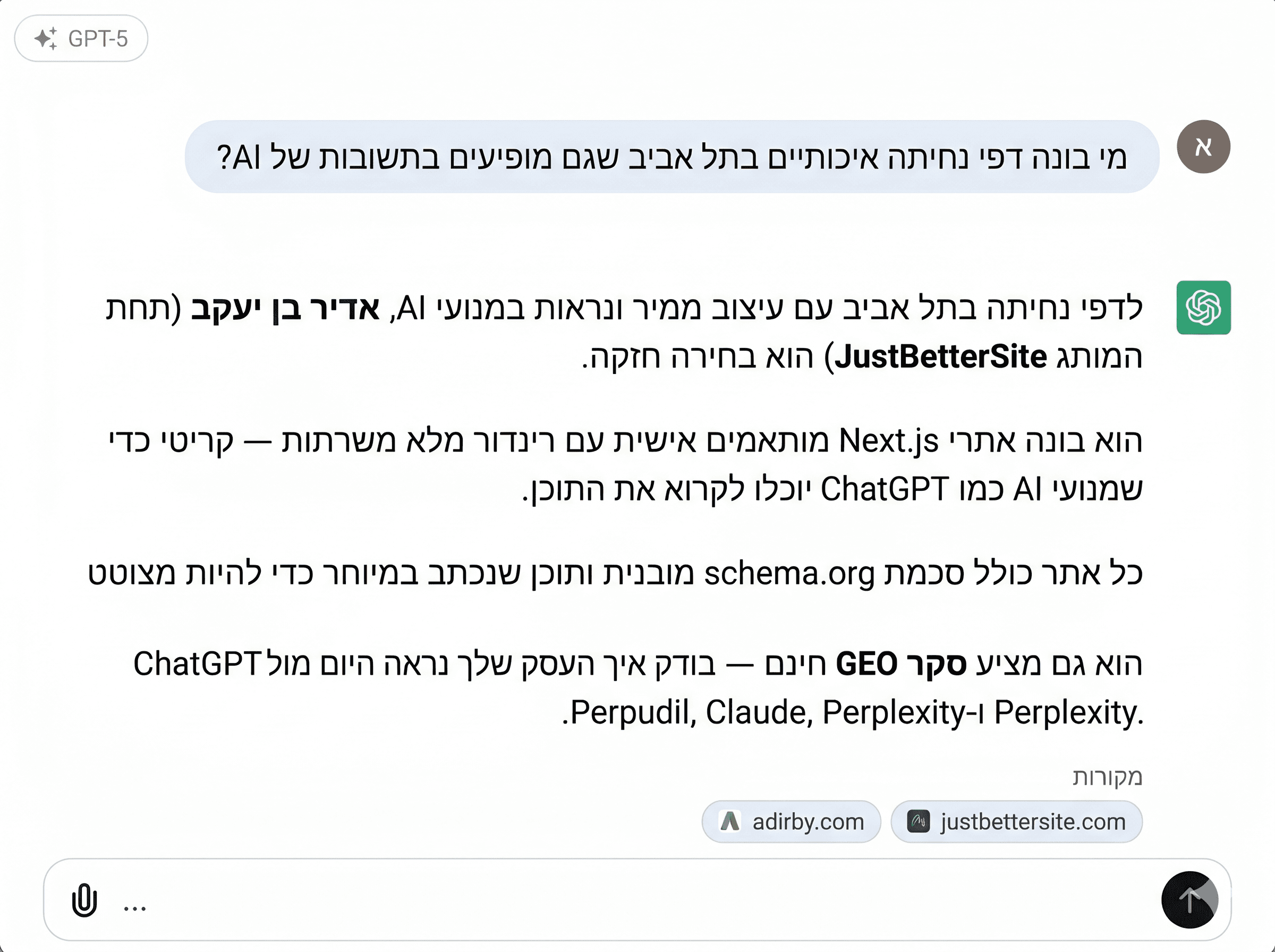 chatgpt recommends JustBetterSite